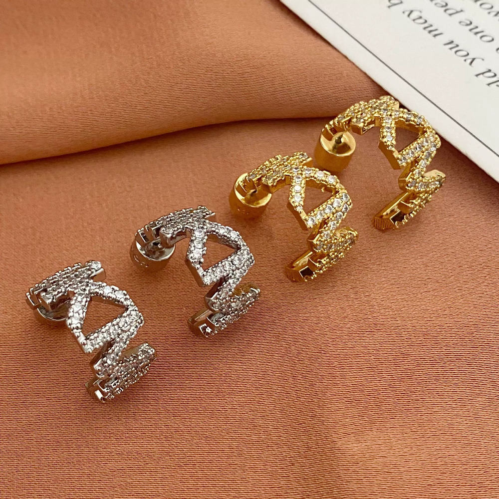 Tory Burch Inlaid Metal Letter Earrings